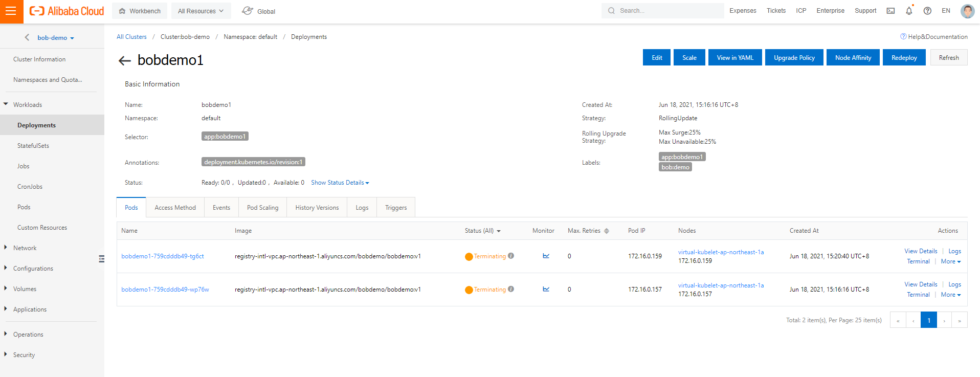 Terminate Existing Pod Automatically