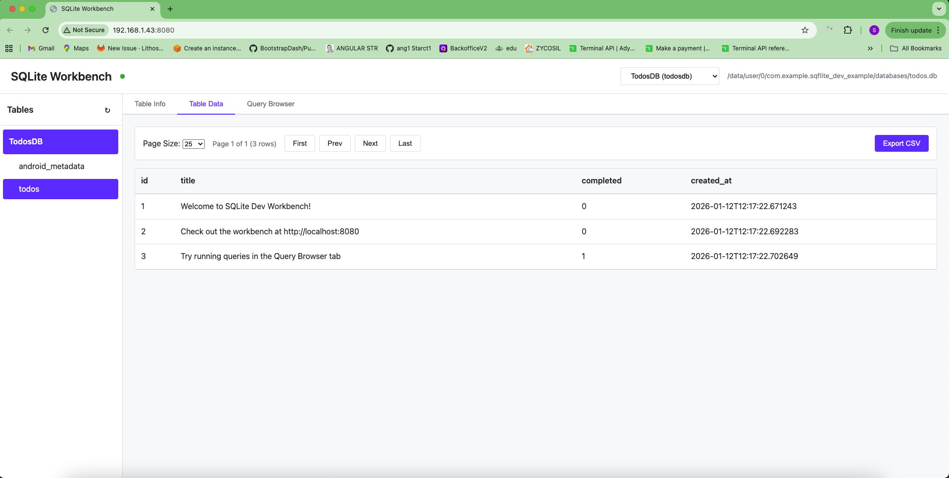 SQLite Workbench Web UI