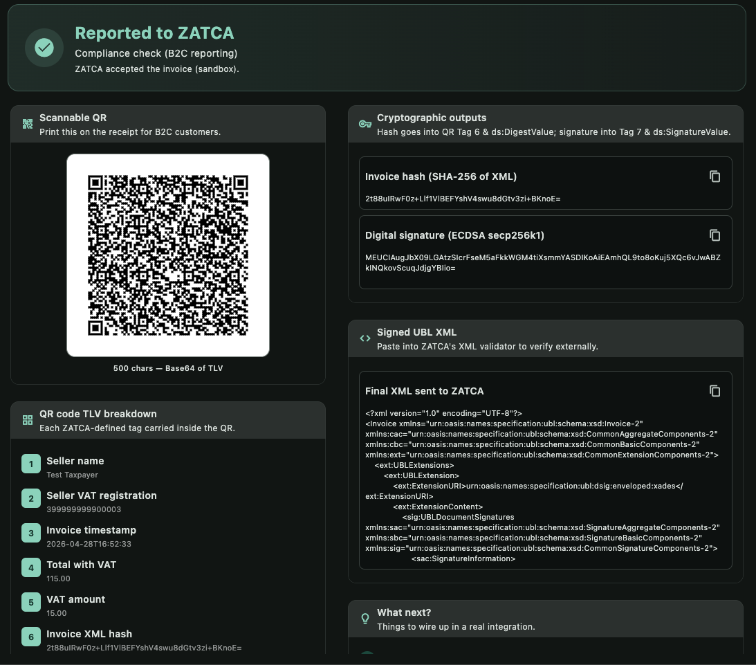 ZATCA package — Phase-1 and Phase-2 e-invoicing for Flutter