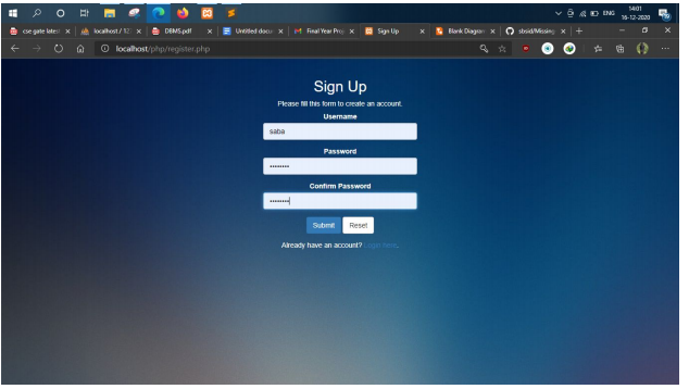 login page