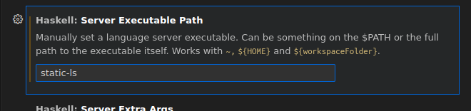 Set the language server executable path