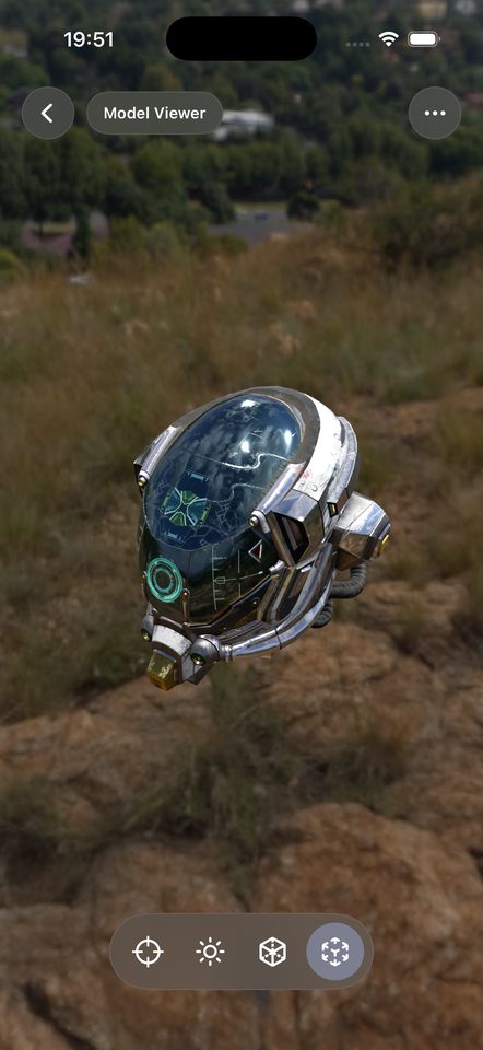 SceneView iOS demo: Model Viewer rendering a helmet with RealityKit