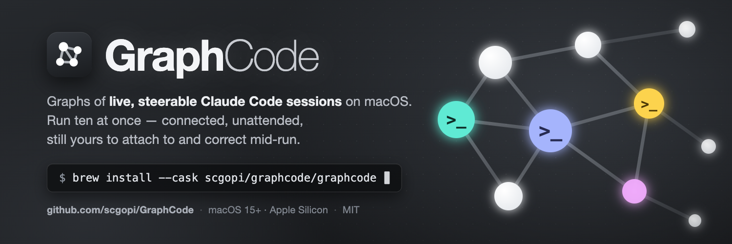 GraphCode — graphs of live, steerable Claude Code sessions on macOS