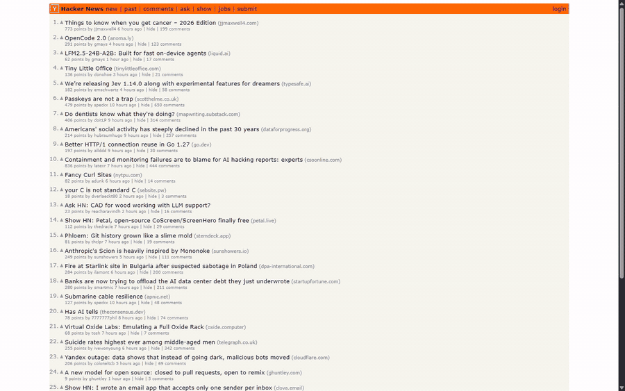 Grid Mode: Alt+G turns a news front page into a terminal