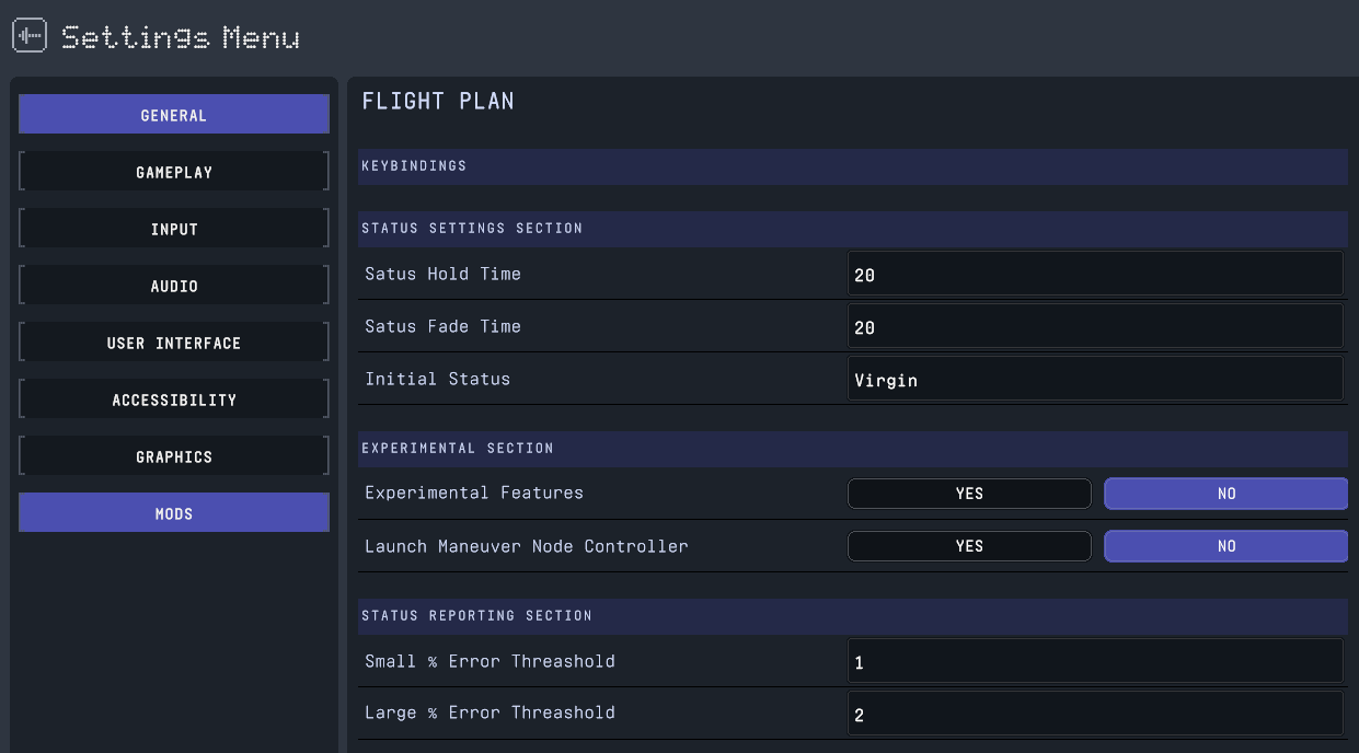 Flight Plan Configuration Parameters