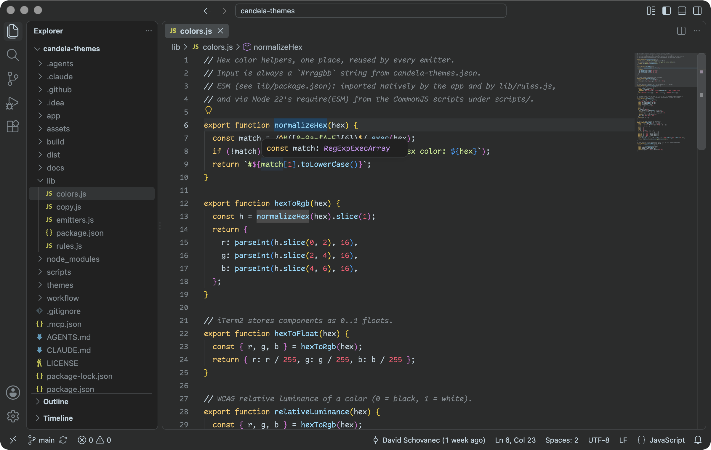 Candela in VS Code, dark