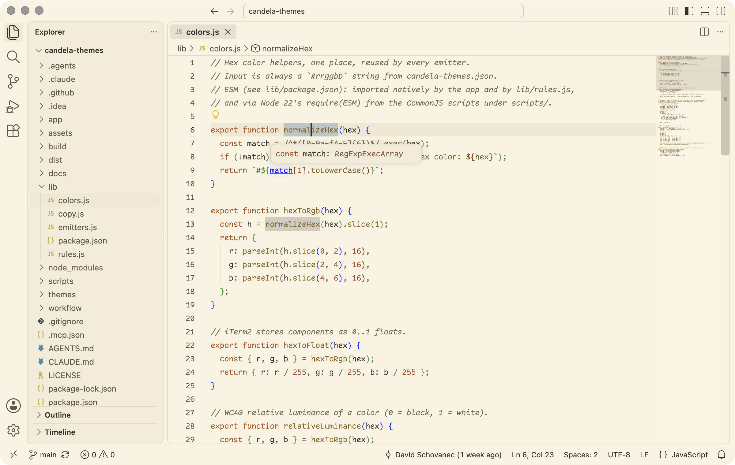 Candela in VS Code, light