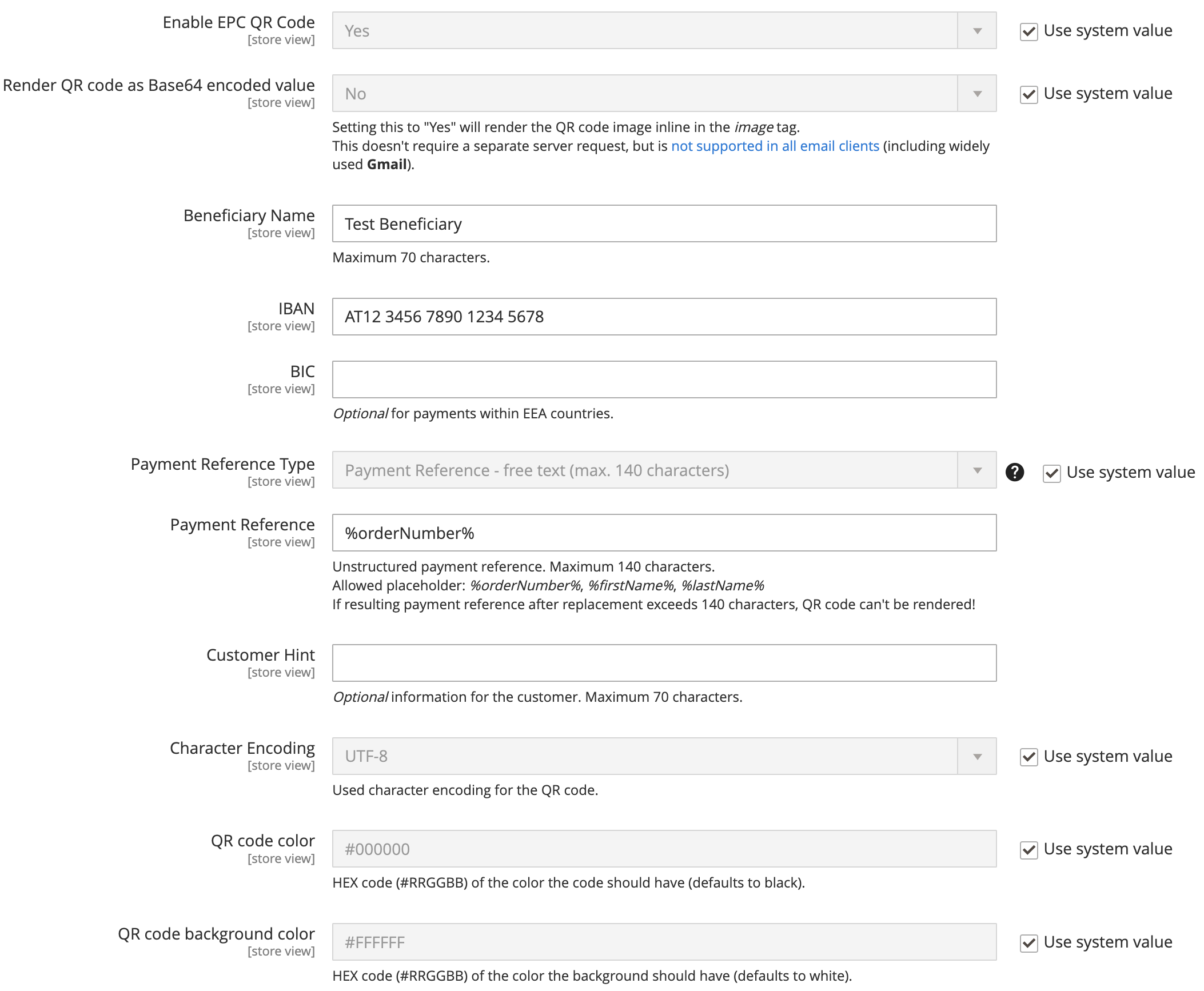 Configuration options