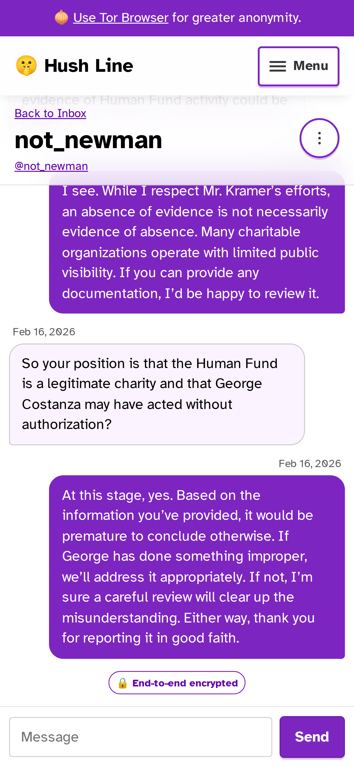 Mobile E2EE screenshot