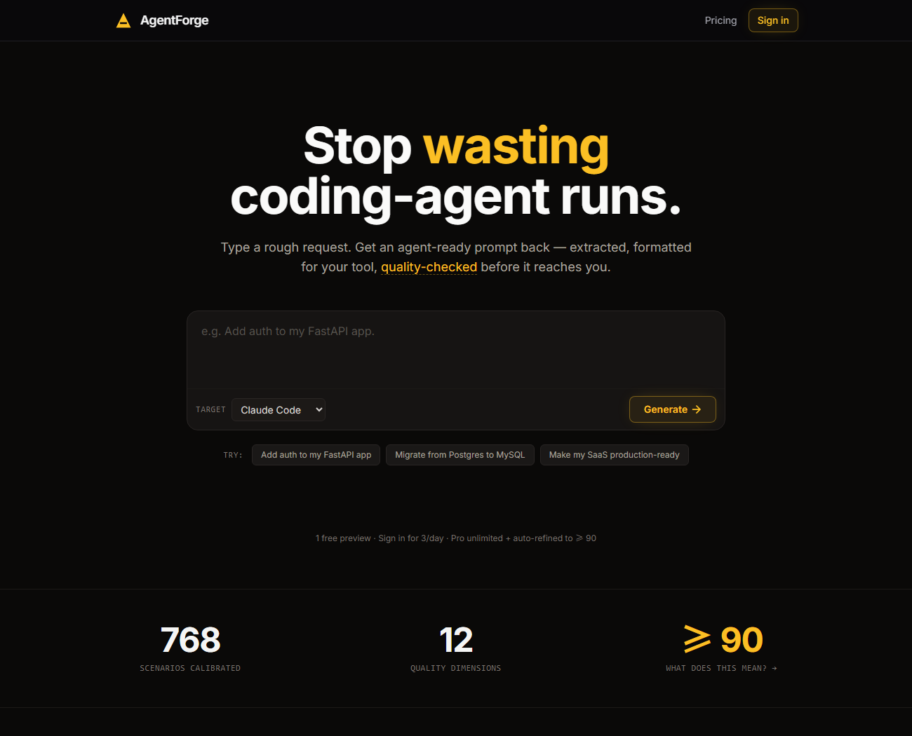 The AgentForge web app