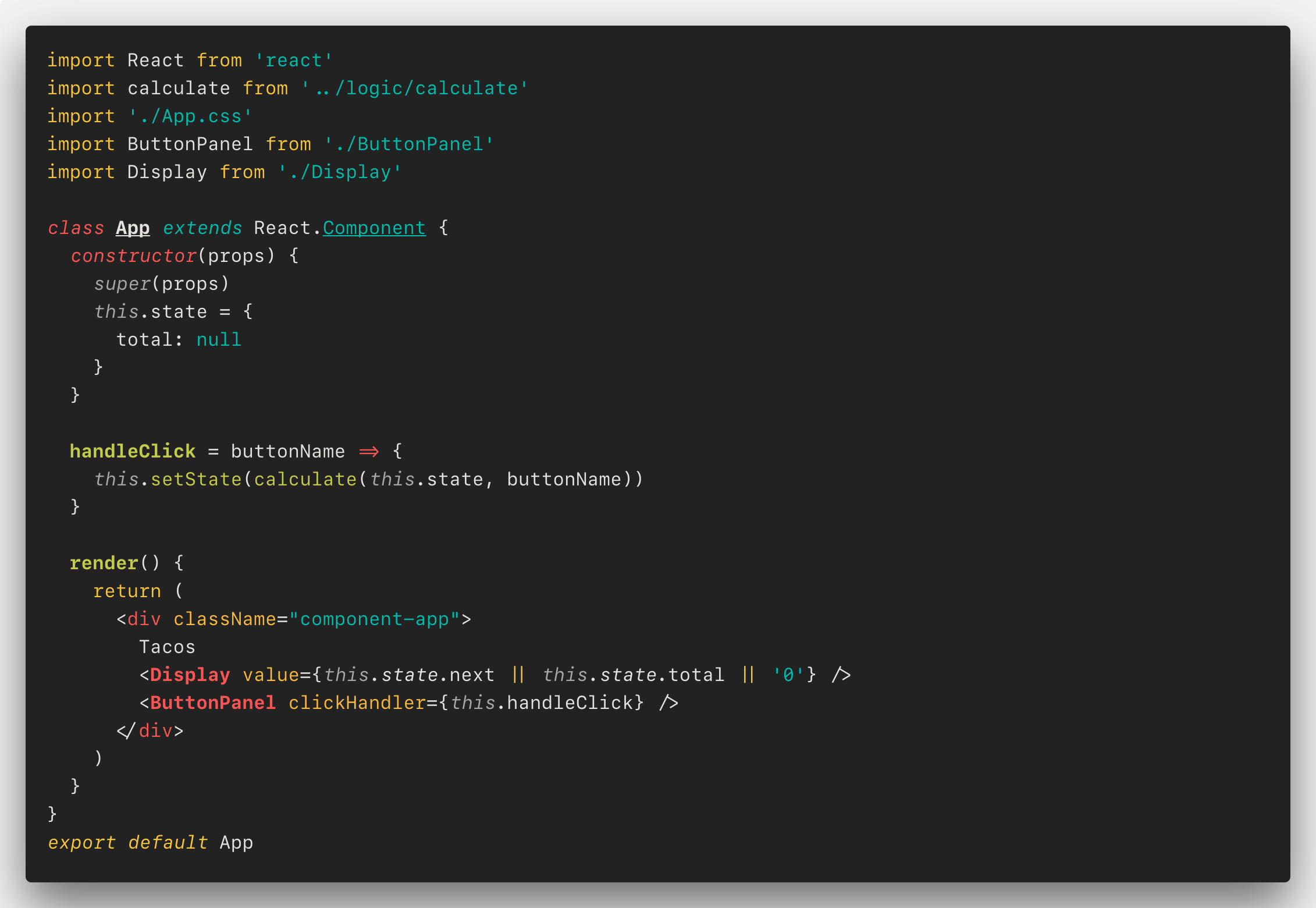 Javascript/React Screenshot