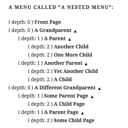 A demonstration of the $depth arg from the start_el() method.