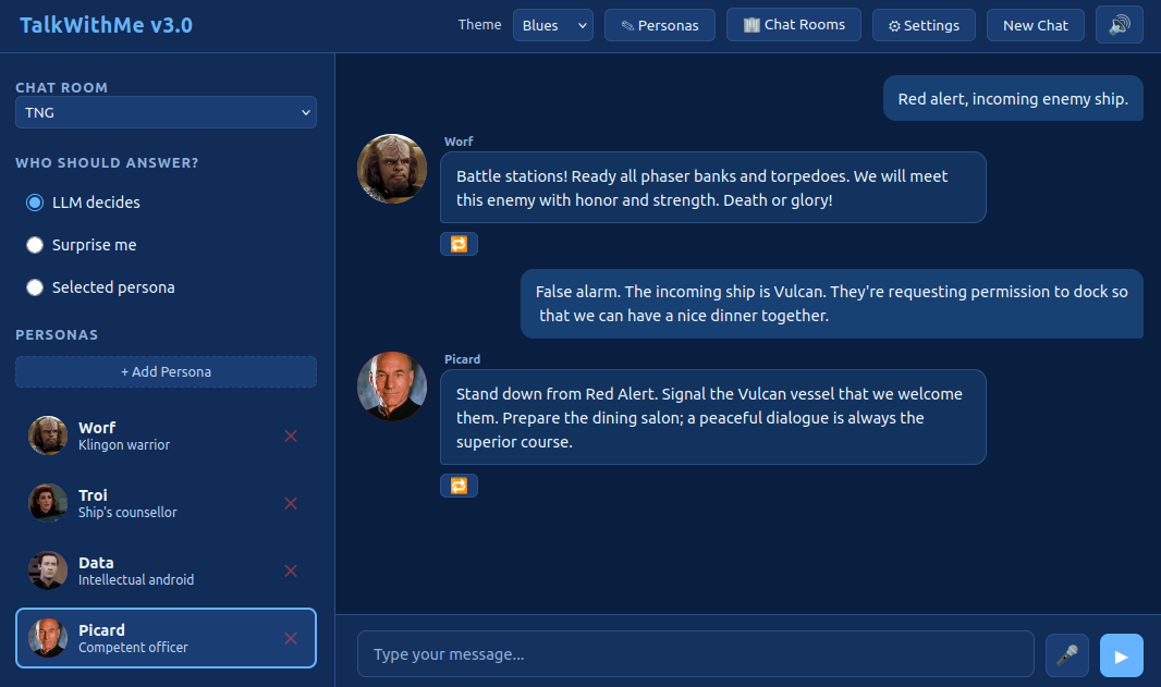 Main chat interface