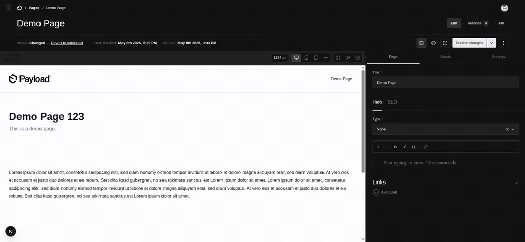 Inline block toolbar