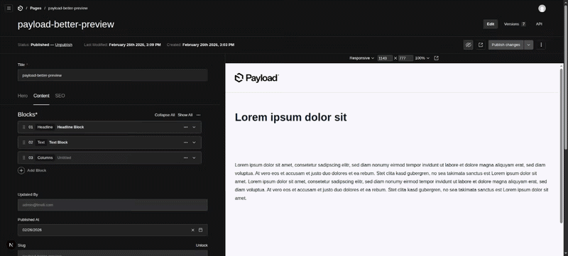 Admin to Preview Sync