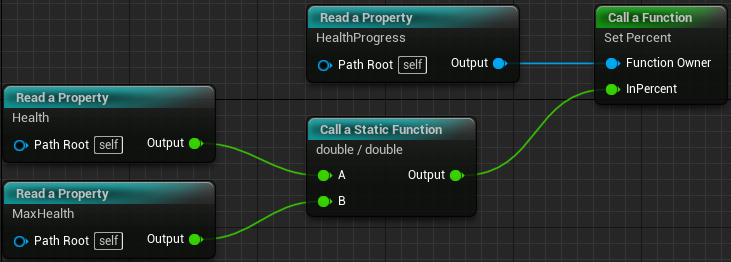 Example of binding a health bar percentage