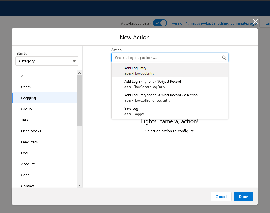 Flow Builder: Logging Invocable Actions