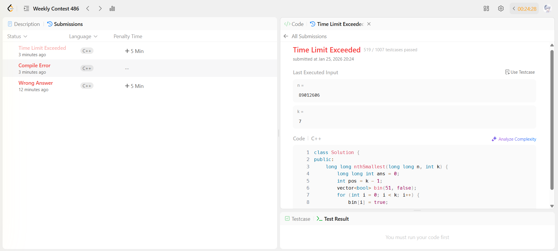 Weekly Contest 486 提交紀錄截圖