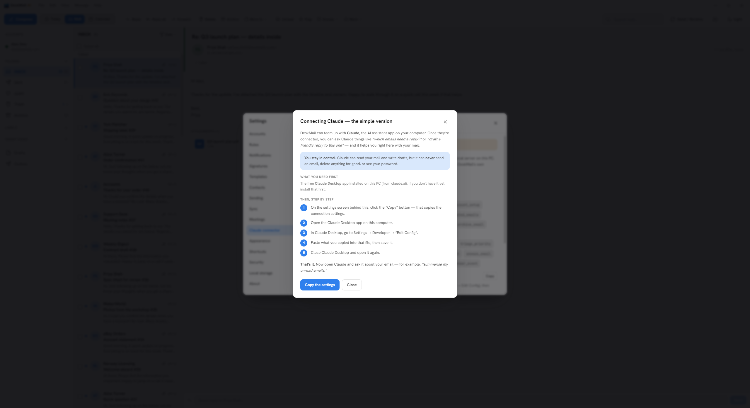 The in-app step-by-step guide
