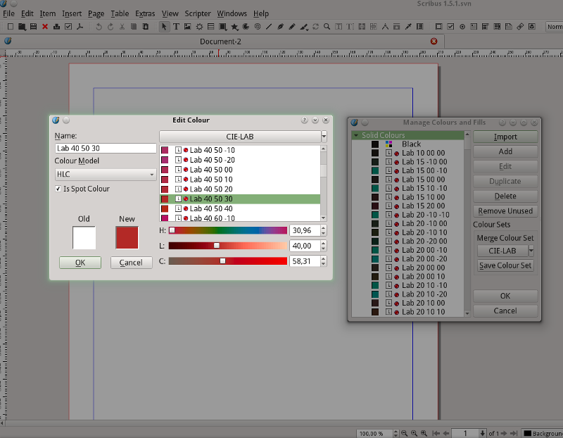 L*a*b* and HLC colors in Scribus