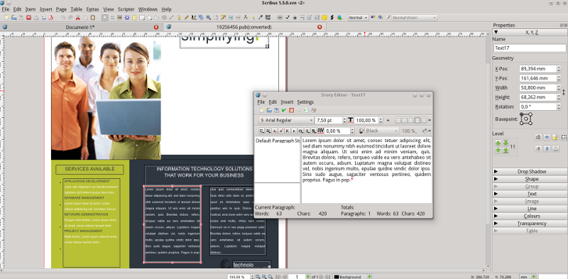 MS Publisher import