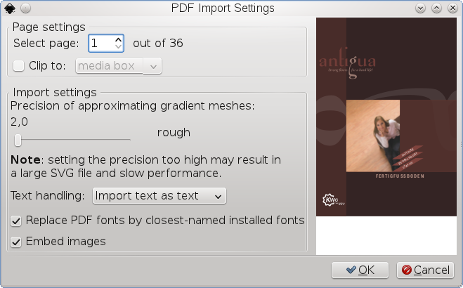 PDF import in Inkscape