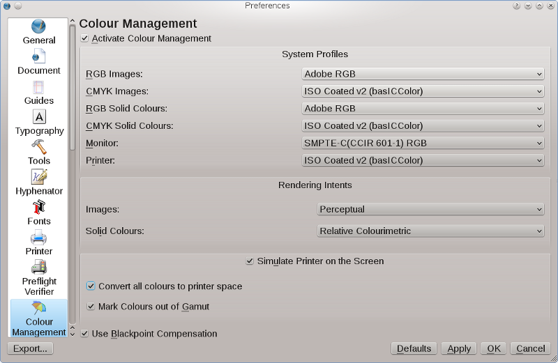 Color Management Preferences