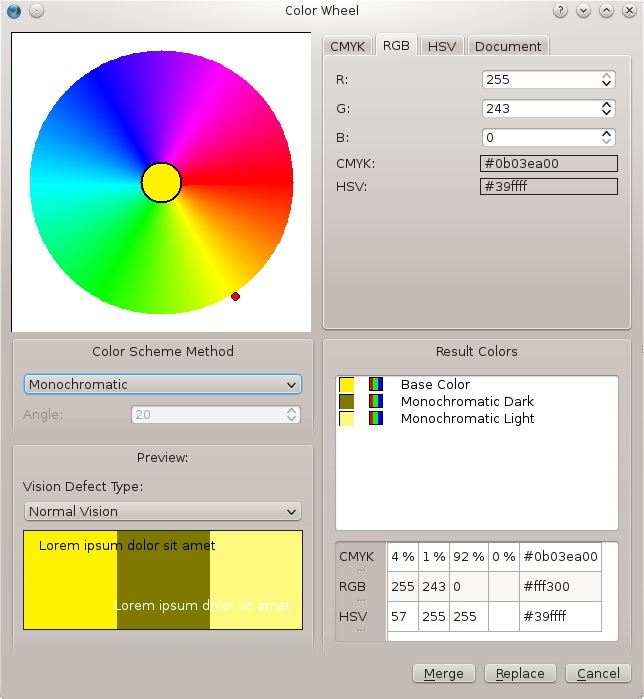 The Color Wheel dialog