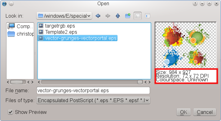 EPS preview in a file dialog
