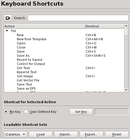 Setting the Keyboard Shortcuts  for Scribus