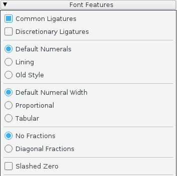 Open Type Font Features