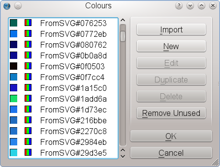 Imported colors from a vector drawing (SVG)