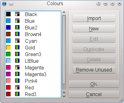 Xfig uses a name for every color, and Scribus will import the named colors.