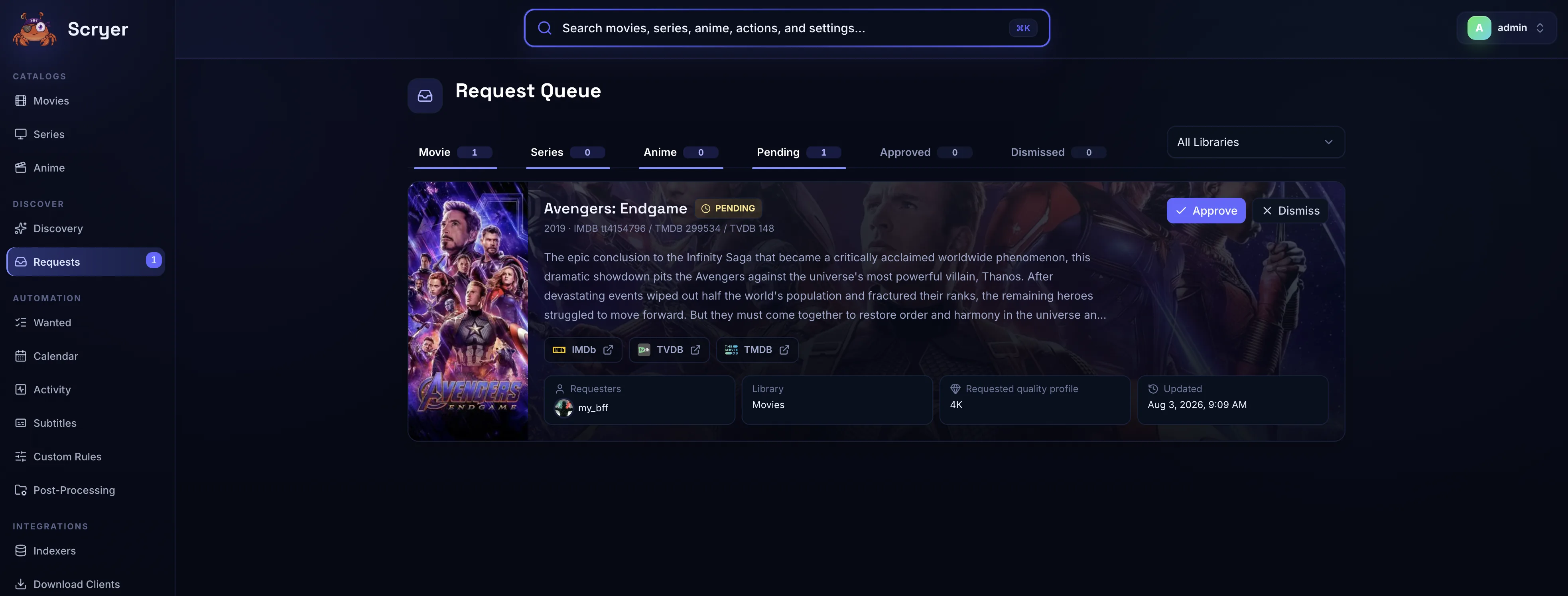 Scryer request queue