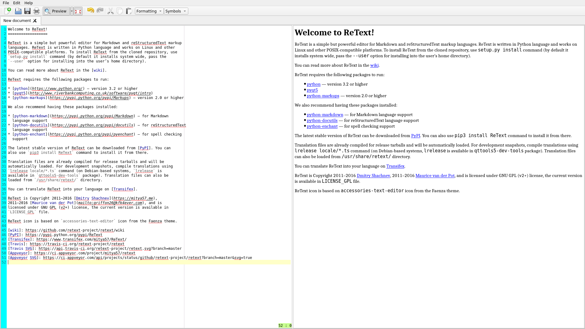 retext-flatpak screenshot