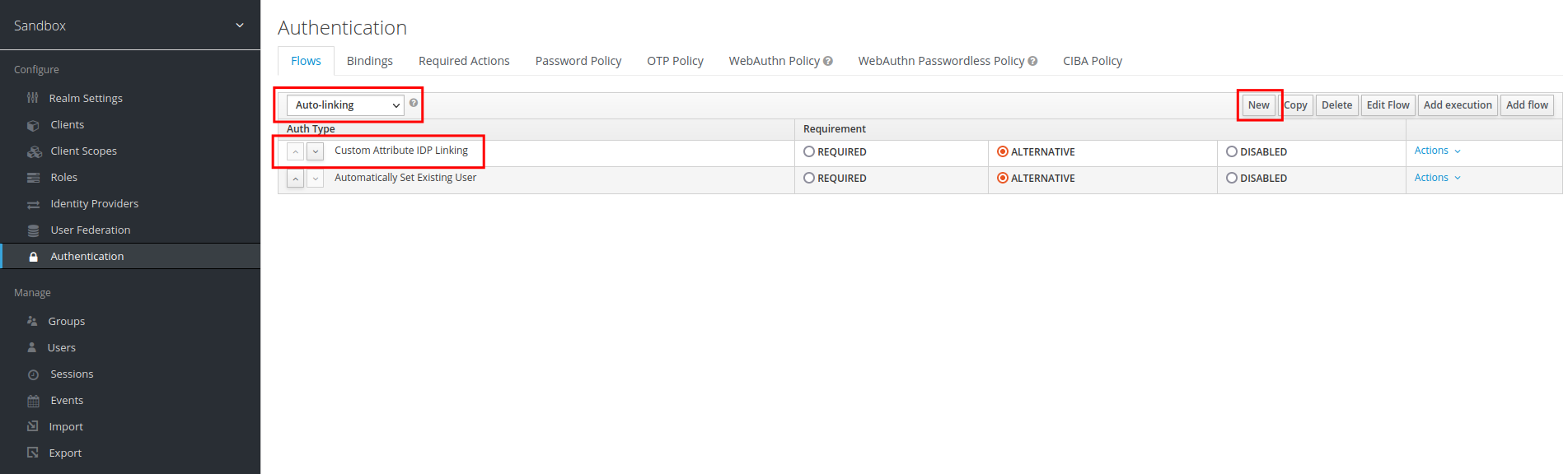 Custom authentication flow