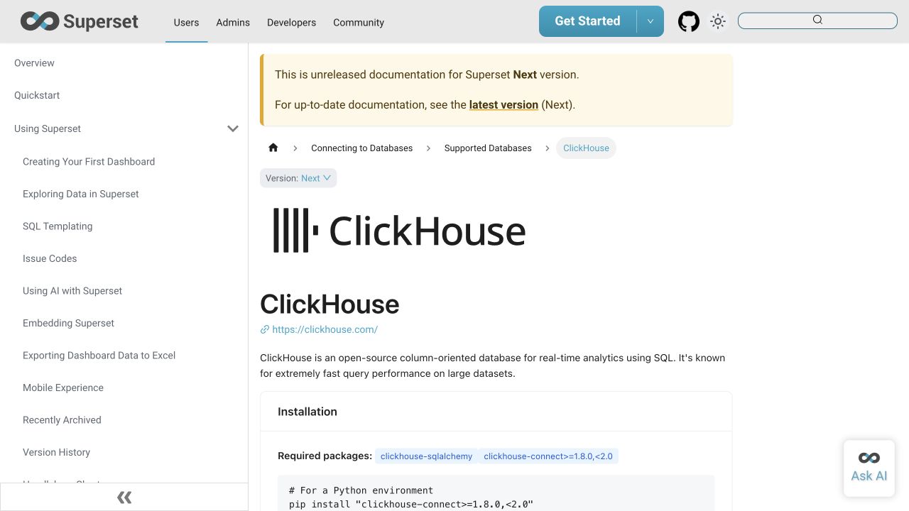 Updated ClickHouse guide in light mode