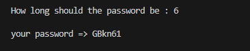 Create a password with 6 characters