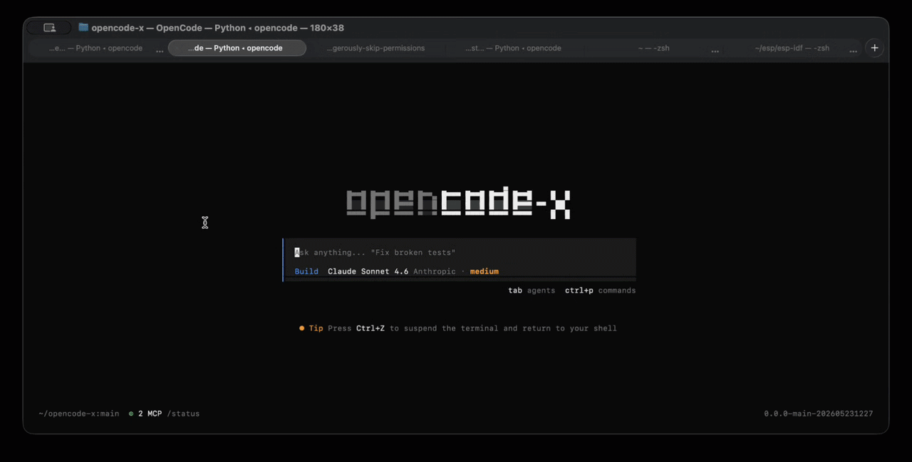 OpenCode X — terminal AI agent with swarm execution and multi-provider support