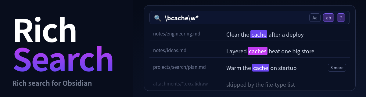 Rich Search - Obsidian Plugin