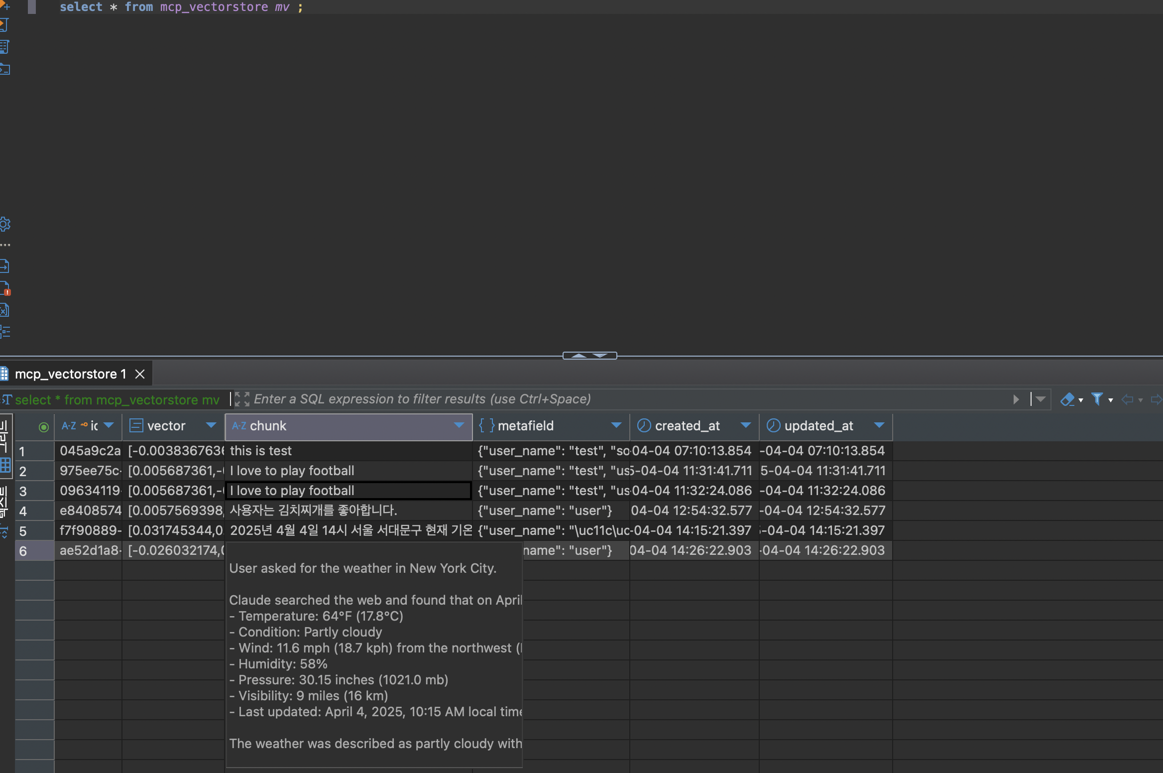 Result of execution of adding document to db