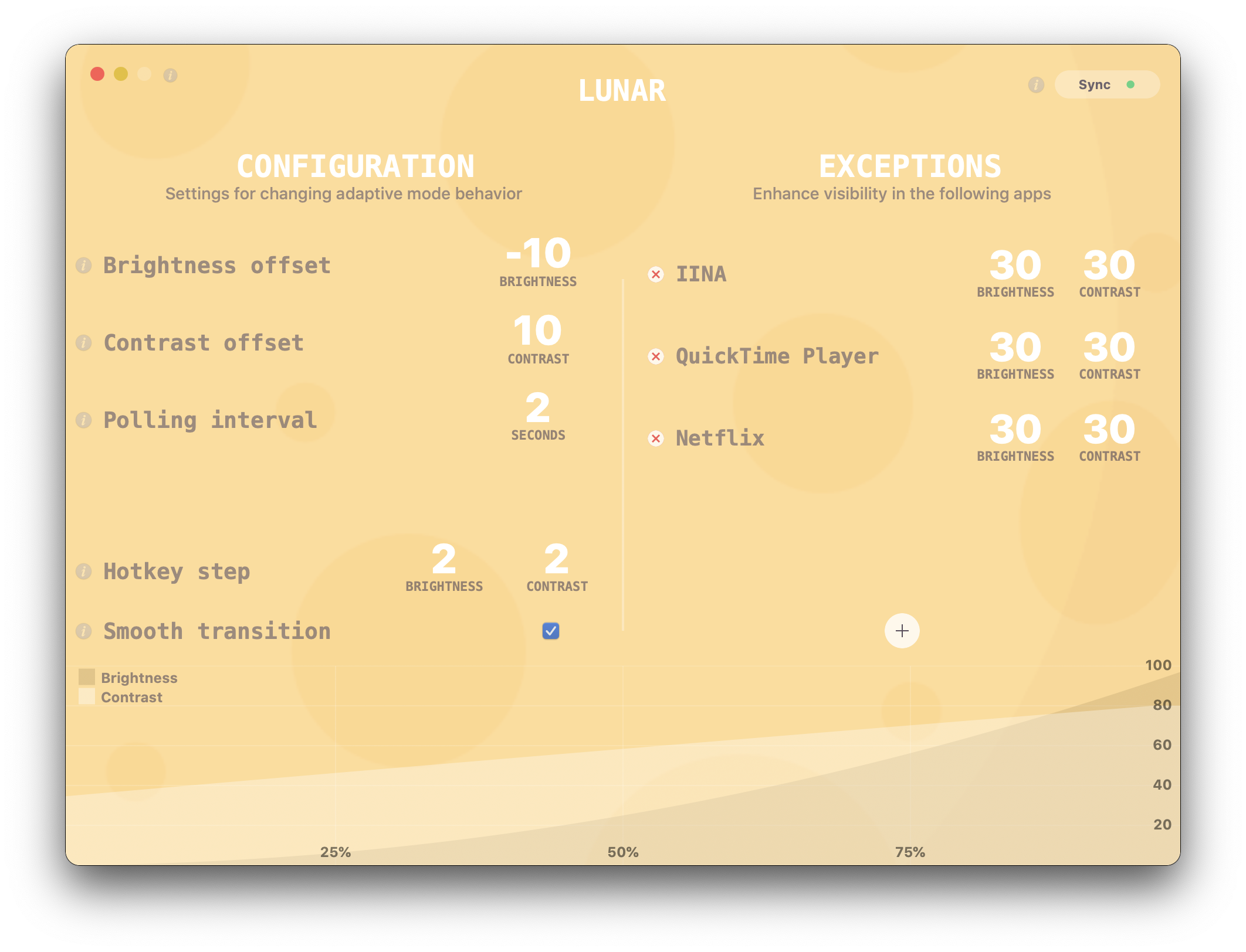 Settings page