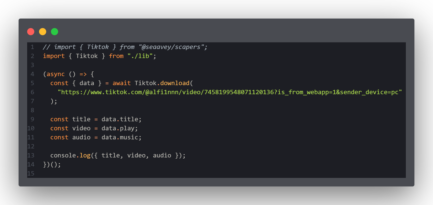 npm.io Tiktok Download