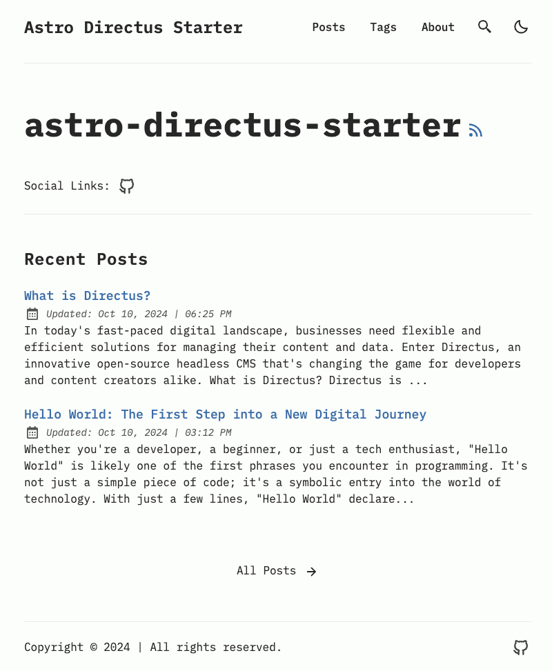 Astro Directus Starter