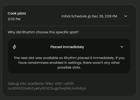 Rhythm Scheduling Reason