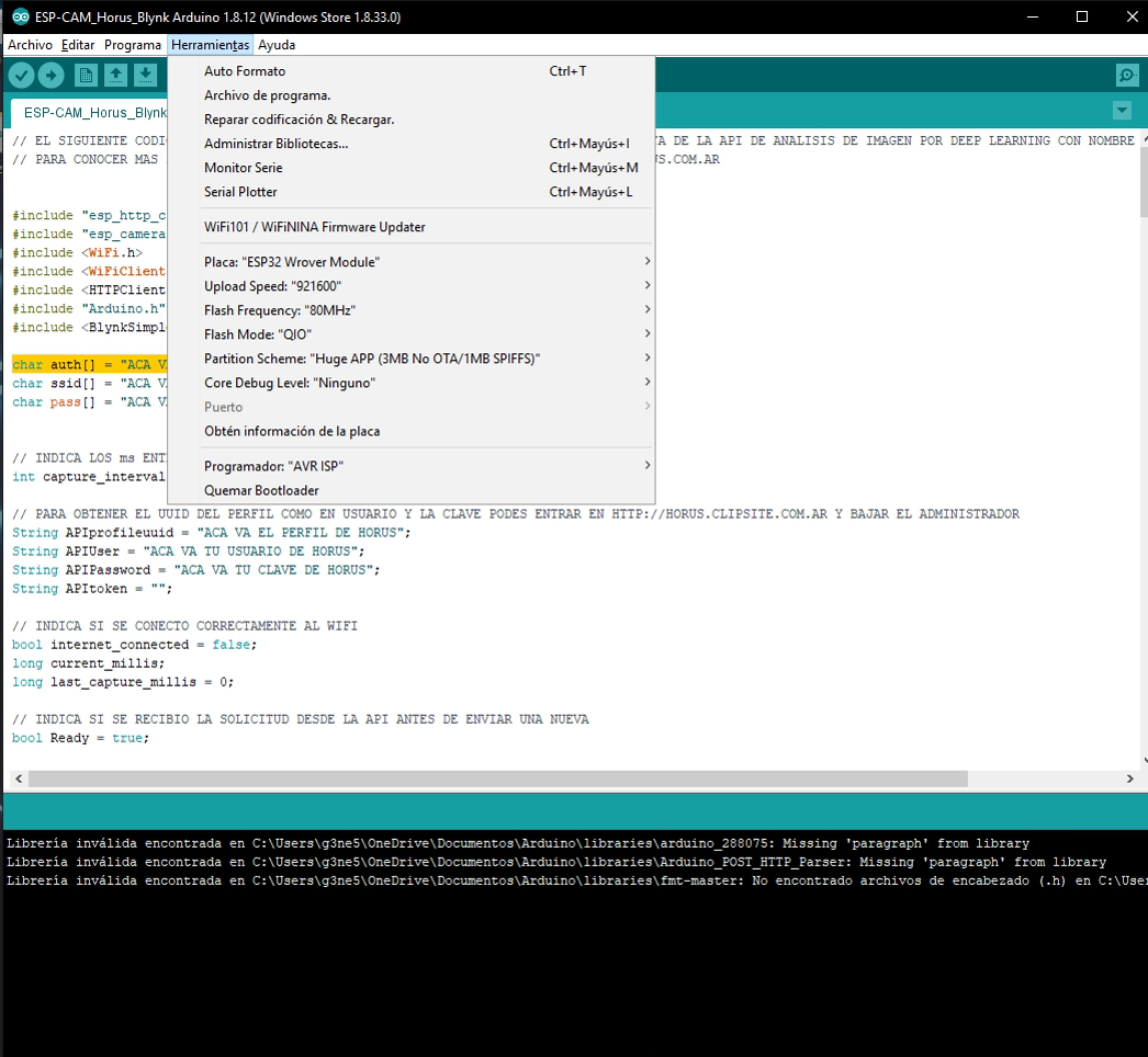 Configuracion en entorno Arduino