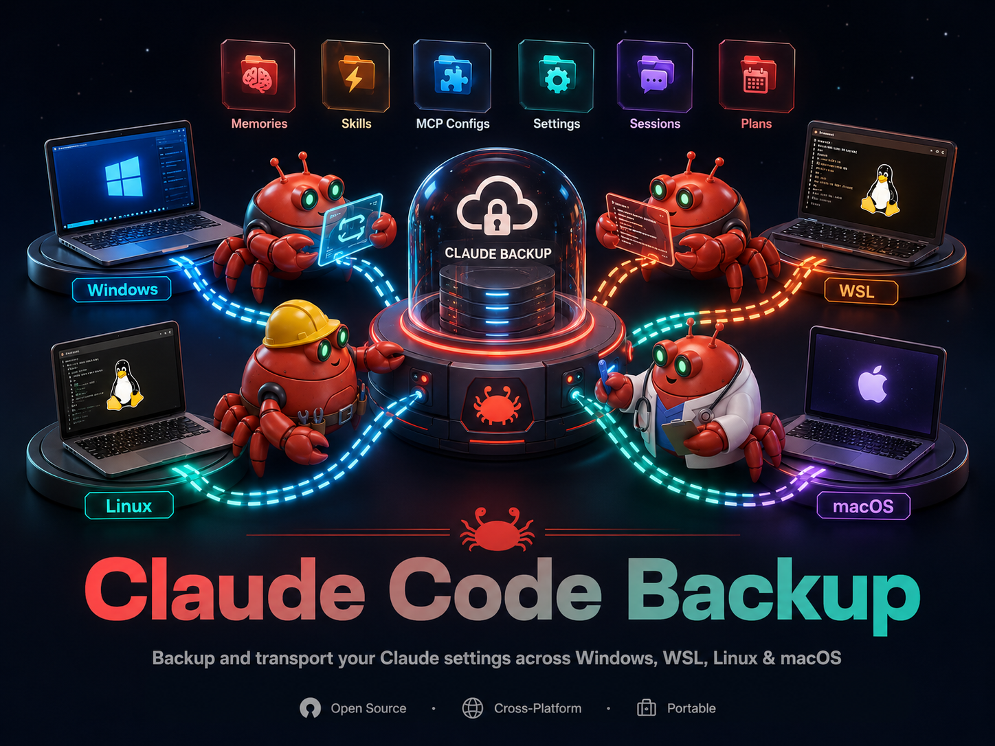 Claude Code Backup — back up and transport your Claude settings across Windows, WSL, Linux & macOS