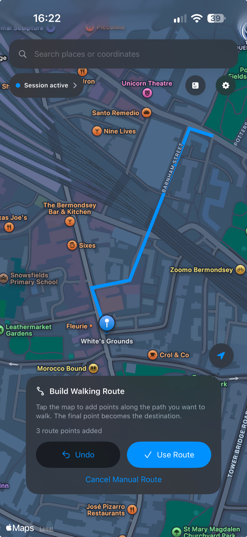 Building a manual walking route
