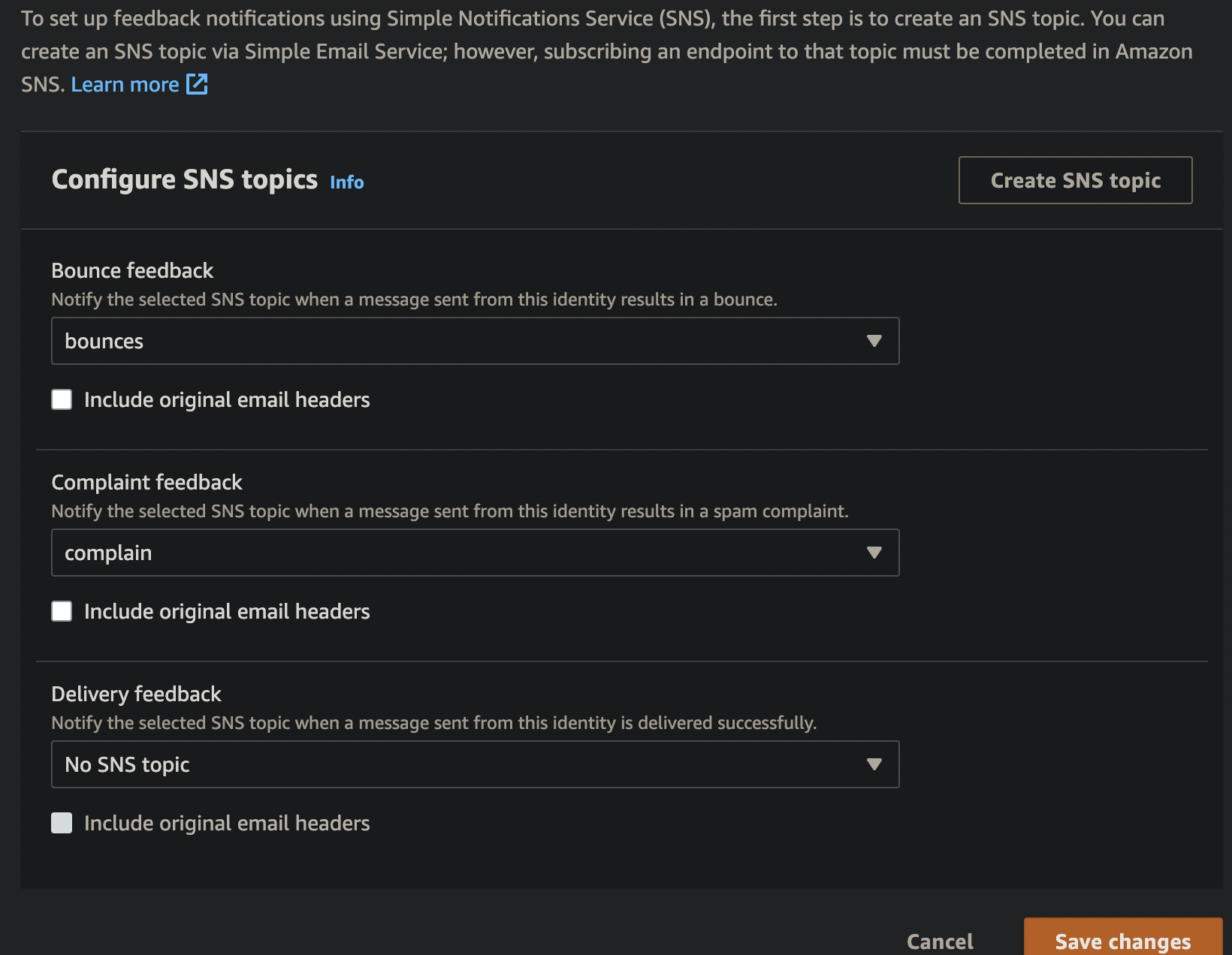 SNS configuration