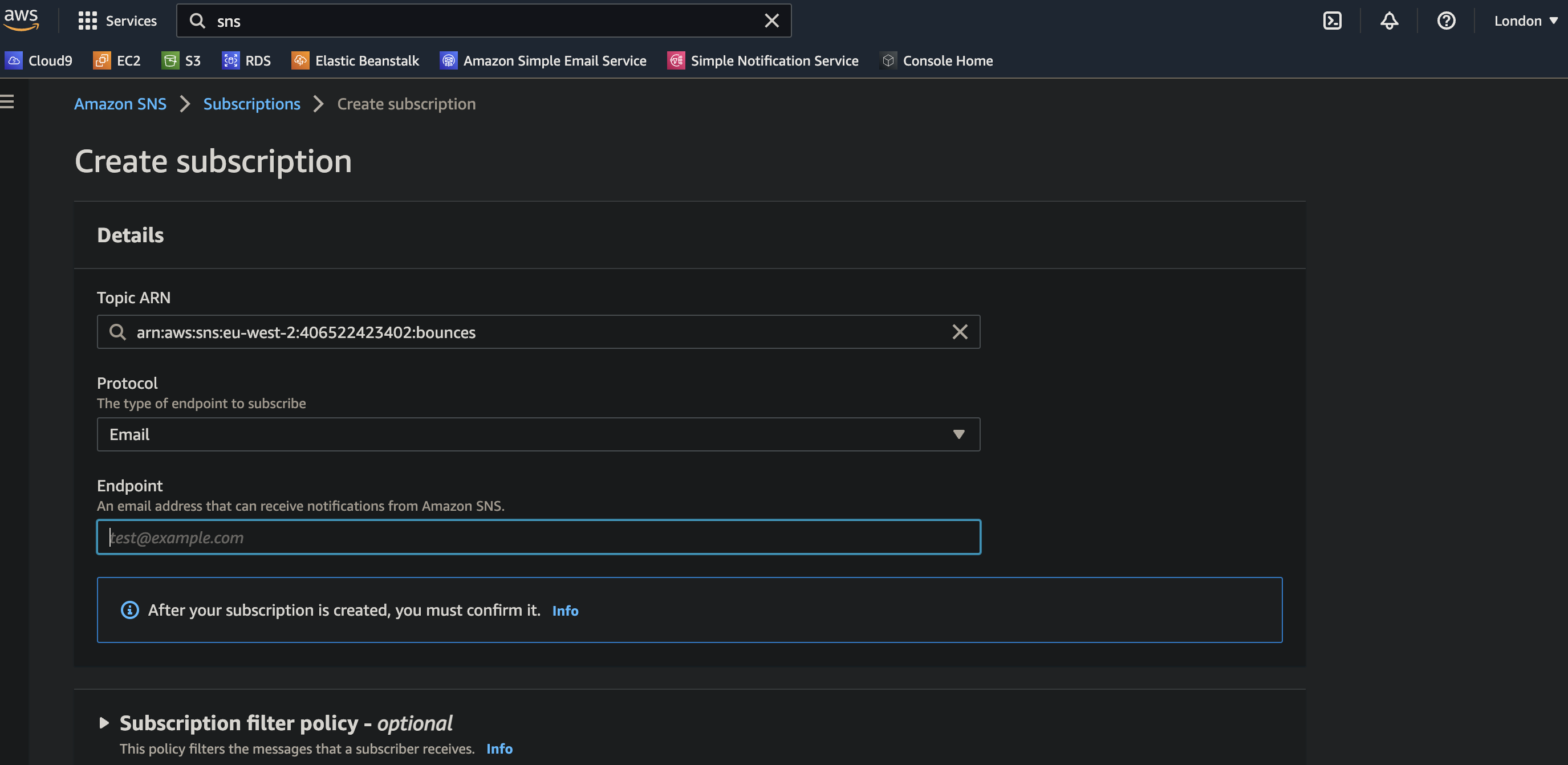 Configure subscriptions